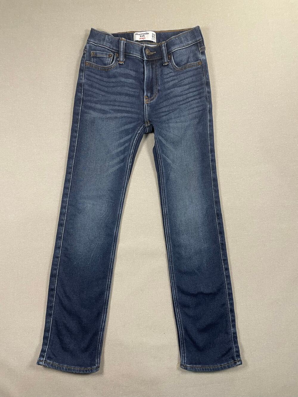 Abercrombie Kids Slim Straight Jeans Dark Wash Denim Size 9/10 Adjustable Waist